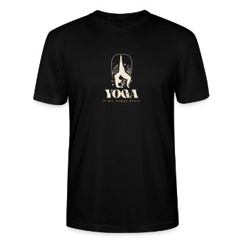 Le yoga est mon endroit heureux - T-shirt bio CRAFTER Stanley Stella Unisexe - noir - Devant - Alina (178cm) & Michal (187cm)
