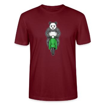 Panda Motorroller - Stanley/Stella Unisex Bio-T-Shirt CRAFTER - Burgunderrot - Vorne - Alina (178cm) & Michal (187cm)