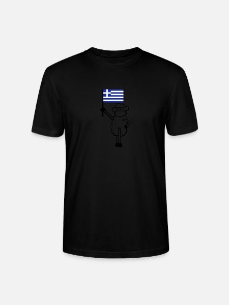 Schaf mit griechischer Flagge - Stanley/Stella Unisex Bio-T-Shirt CRAFTER - Schwarz