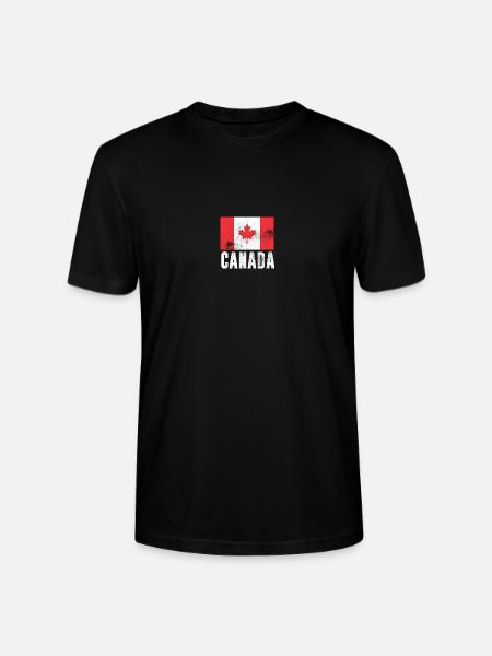 Canada Flag Canadian Flag Vintage Retro - Stanley/Stella CRAFTER Unisex Organic T-Shirt - black