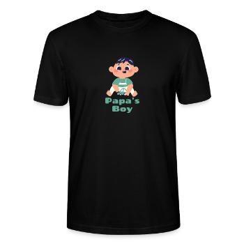 Papas Boy Boys Fun - Stanley/Stella CRAFTER Unisex Organic T-Shirt - black - Front - Alina (178cm) & Michal (187cm)