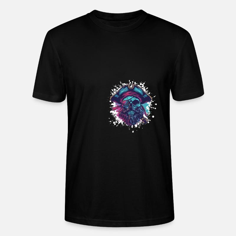 Capitaine du crâne de pirate - T-shirt bio CRAFTER Stanley Stella Unisexe - noir