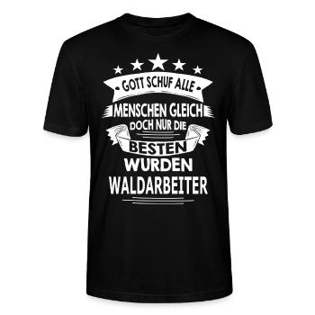WALDARBEITER - Stanley/Stella Unisex Bio-T-Shirt CRAFTER - Schwarz - Vorne - Alina (178cm) & Michal (187cm)