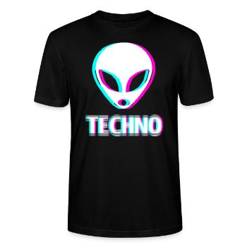 Techno Raver Retro EDM Raver - Stanley/Stella Unisex Bio-T-Shirt CRAFTER - Schwarz - Vorne - Alina (178cm) & Michal (187cm)