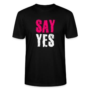 Dites oui demande en mariage - T-shirt bio CRAFTER Stanley Stella Unisexe - noir - Devant - Alina (178cm) & Michal (187cm)