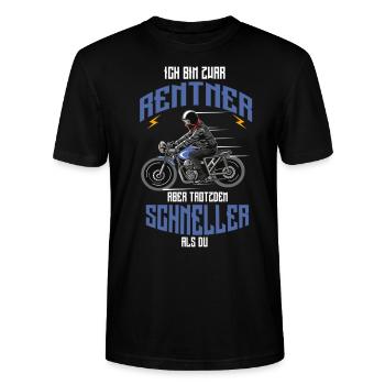 Rentner Motorrad Motorradfahrer Spruch Geschenk - Stanley/Stella Unisex Bio-T-Shirt CRAFTER - Schwarz - Vorne - Alina (178cm) & Michal (187cm)