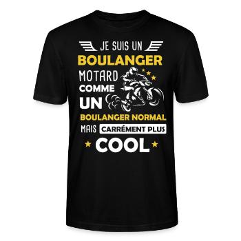 Boulanger Motard / Boulangerie Moto / Pâtisserie - T-shirt bio CRAFTER Stanley Stella Unisexe - noir - Devant - Alina (178cm) & Michal (187cm)