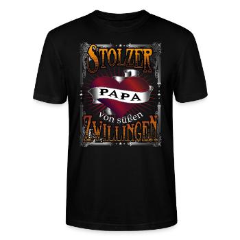 Stolzer Papa von Zwillingen - Stanley/Stella Unisex Bio-T-Shirt CRAFTER - Schwarz - Vorne - Alina (178cm) & Michal (187cm)