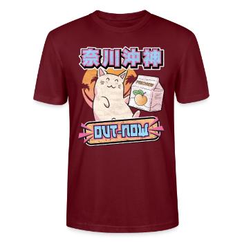 Vaporwave Otaku Chat Peach Japan Cat Retrowave - T-shirt bio CRAFTER Stanley Stella Unisexe - bordeaux - Devant - Alina (178cm) & Michal (187cm)