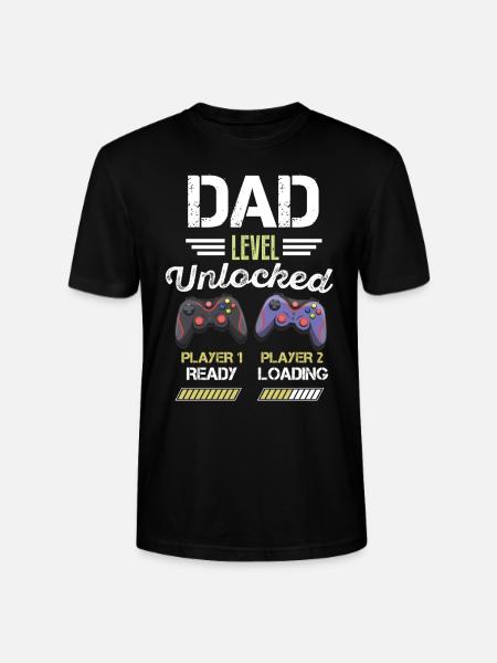 DAD LEVEL UNLOCKED - Stanley/Stella CRAFTER Unisex Organic T-Shirt - black