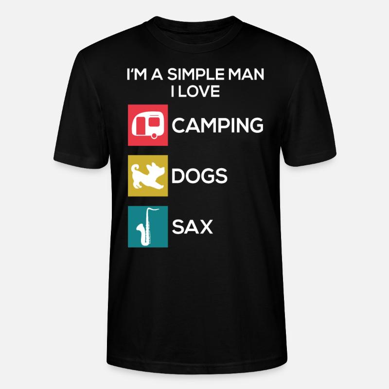 Saxophon Camping Hunde Männer - Stanley/Stella Unisex Bio-T-Shirt CRAFTER - Schwarz