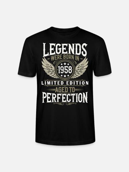 Born in 1958 Legends Birthday Gift - Stanley/Stella CRAFTER Unisex Organic T-Shirt - black