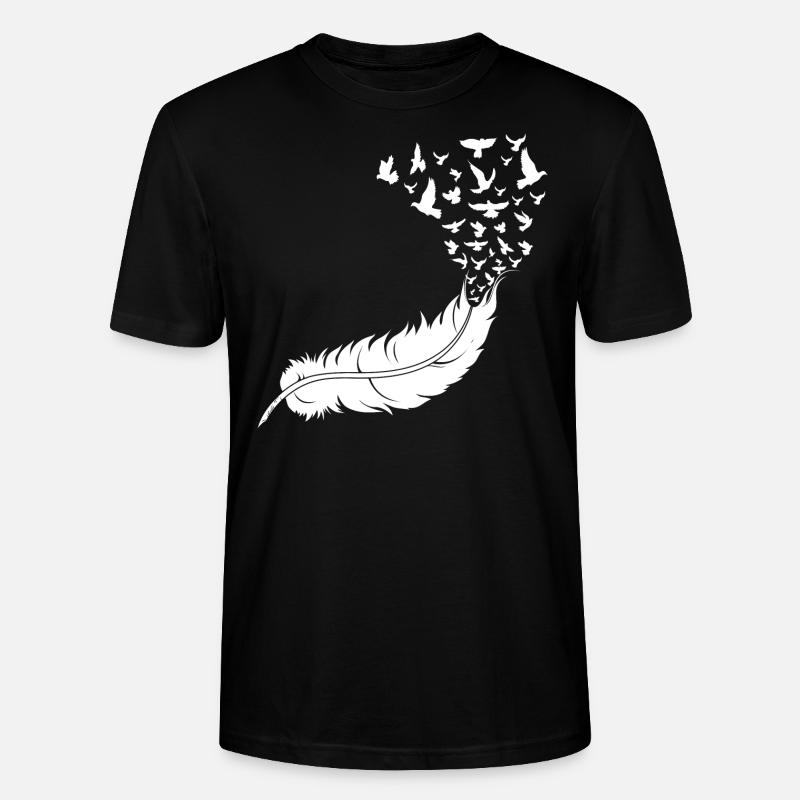 Plume avec des oiseaux - T-shirt bio CRAFTER Stanley Stella Unisexe - noir