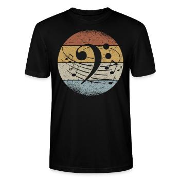 Bassschlüssel Musiknoten Bass Retro Bassist - Stanley/Stella Unisex Bio-T-Shirt CRAFTER - Schwarz - Vorne - Alina (178cm) & Michal (187cm)