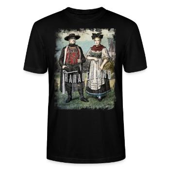 Hanauerland Tracht, Orte, Retro - Stanley/Stella Unisex Bio-T-Shirt CRAFTER - Schwarz - Vorne - Alina (178cm) & Michal (187cm)