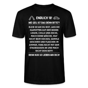 Endlich 18 18. Geburtstag - Stanley/Stella Unisex Bio-T-Shirt CRAFTER - Schwarz - Vorne - Alina (178cm) & Michal (187cm)