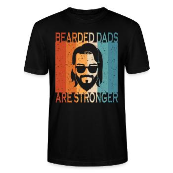 Bearded Dads Are Sronger - Stanley/Stella Unisex Bio-T-Shirt CRAFTER - Schwarz - Vorne - Alina (178cm) & Michal (187cm)