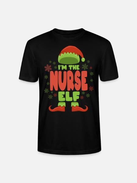 Nurse Christmas Elf - Stanley/Stella CRAFTER Unisex Organic T-Shirt - black