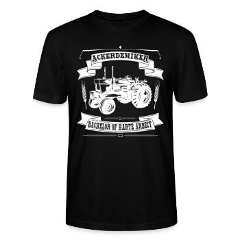 Traktor lustiger Spruch Trecker Landwirt Geschenk - Stanley/Stella Unisex Bio-T-Shirt CRAFTER - Schwarz - Vorne - Alina (178cm) & Michal (187cm)