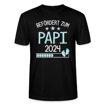 Befördert zu Papi 2024 Geschenk für neuen Opa - Stanley/Stella Unisex Bio-T-Shirt CRAFTER - Schwarz - Vorne - Alina (178cm) & Michal (187cm)