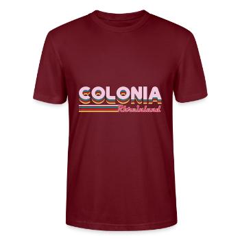 Colonia Rheinland Design pour Cologne & Cologne - T-shirt bio CRAFTER Stanley Stella Unisexe - bordeaux - Devant - Alina (178cm) & Michal (187cm)