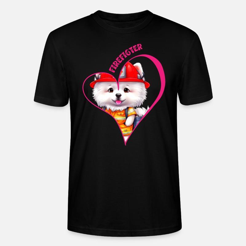 Pompier, amour samoyède - T-shirt bio CRAFTER Stanley Stella Unisexe - noir