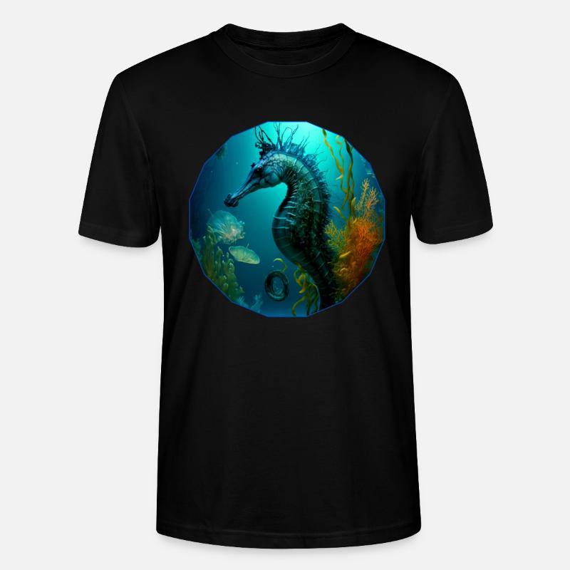 Fantasy Ocean, Großes Seepferdchen - Stanley/Stella Unisex Bio-T-Shirt CRAFTER - Schwarz