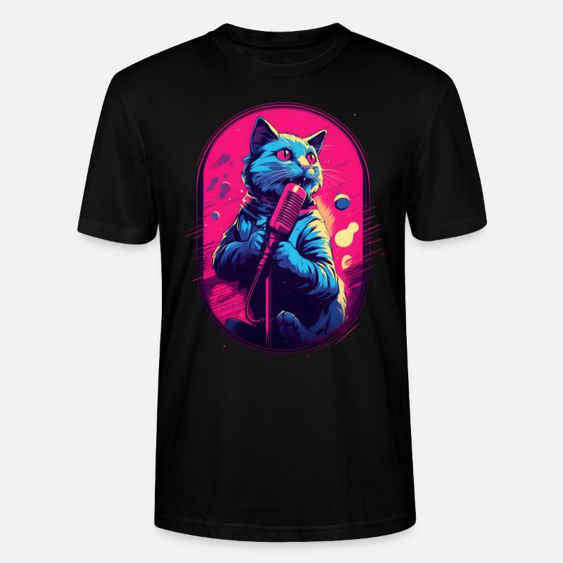 Singende Katze Mikrofon - Stanley/Stella Unisex Bio-T-Shirt CRAFTER - Schwarz