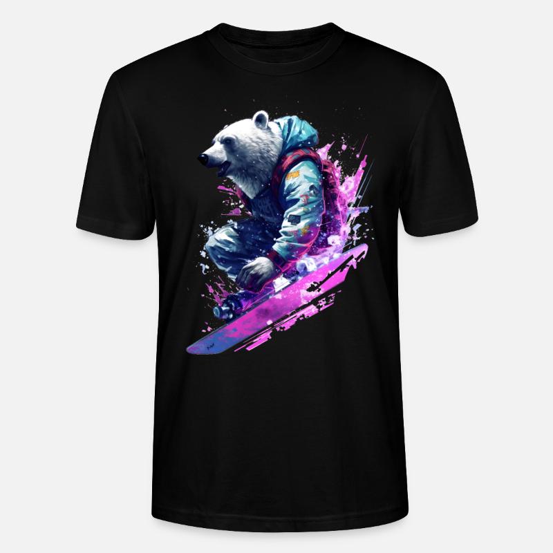 Eisbär auf Snowboard - Stanley/Stella Unisex Bio-T-Shirt CRAFTER - Schwarz