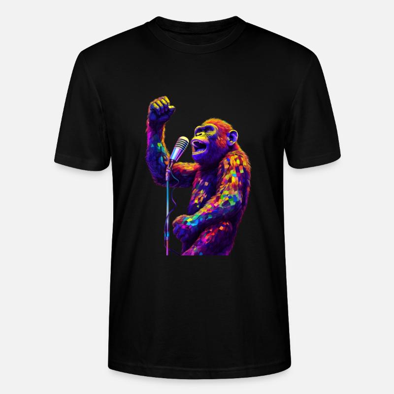 Singe chanteur avec microphone - T-shirt bio CRAFTER Stanley Stella Unisexe - noir