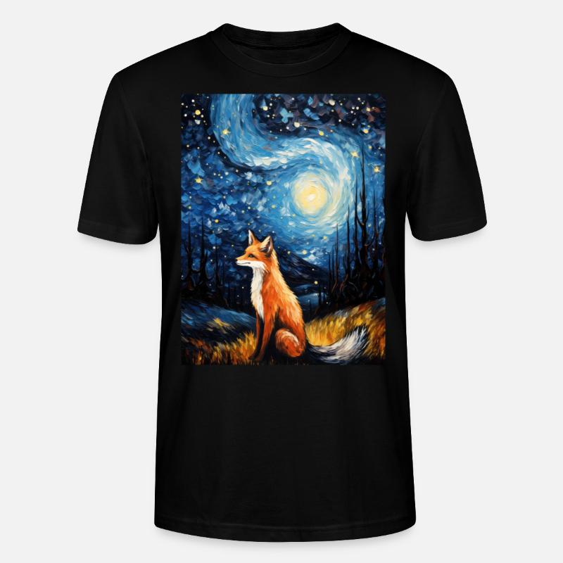 fuchs, Sternennacht, Van Gogh, Style - Stanley/Stella Unisex Bio-T-Shirt CRAFTER - Schwarz