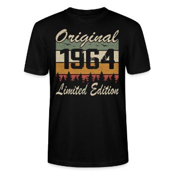 Vintage Geburtstag Original Geschenkidee 1964 - Stanley/Stella Unisex Bio-T-Shirt CRAFTER - Schwarz - Vorne - Alina (178cm) & Michal (187cm)
