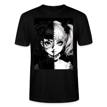 Anime, Mädchen, Geschenk, horror - Stanley/Stella Unisex Bio-T-Shirt CRAFTER - Schwarz - Vorne - Alina (178cm) & Michal (187cm)