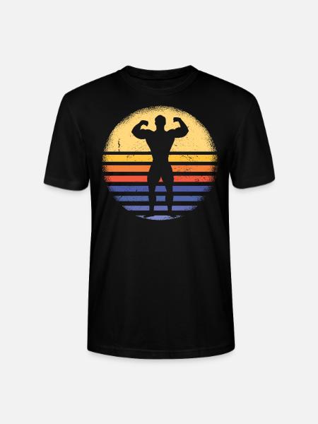Sport Retro Sunset Bodybuilding - Stanley/Stella CRAFTER Unisex Organic T-Shirt - black