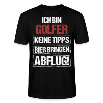Ich bin Golfer - Bier bringen und Abflug - Stanley/Stella Unisex Bio-T-Shirt CRAFTER - Schwarz - Vorne - Alina (178cm) & Michal (187cm)