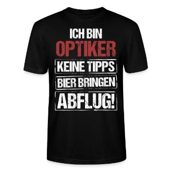 Ich bin Optiker - Bier bringen und Abflug - Stanley/Stella Unisex Bio-T-Shirt CRAFTER - Schwarz - Vorne - Alina (178cm) & Michal (187cm)