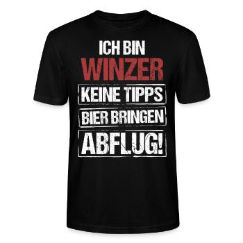 Ich bin Winzer - Bier bringen und Abflug - Stanley/Stella Unisex Bio-T-Shirt CRAFTER - Schwarz - Vorne - Alina (178cm) & Michal (187cm)
