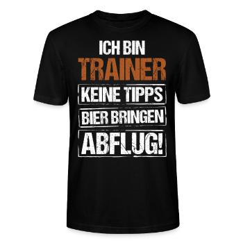 Ich bin Trainer - Bier bringen und Abflug - Stanley/Stella Unisex Bio-T-Shirt CRAFTER - Schwarz - Vorne - Alina (178cm) & Michal (187cm)