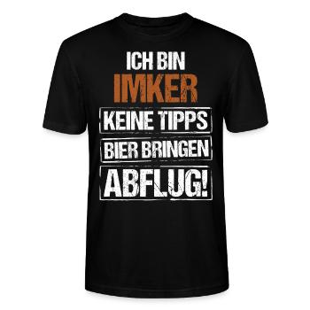 Ich bin Imker - Bier bringen und Abflug - Stanley/Stella Unisex Bio-T-Shirt CRAFTER - Schwarz - Vorne - Alina (178cm) & Michal (187cm)