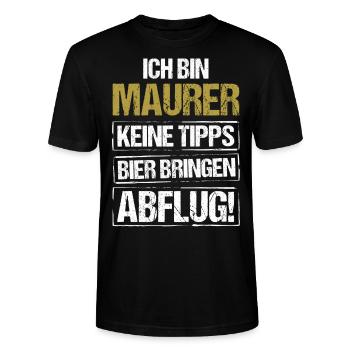 Ich bin Maurer - Bier bringen und Abflug - Stanley/Stella Unisex Bio-T-Shirt CRAFTER - Schwarz - Vorne - Alina (178cm) & Michal (187cm)