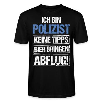 Ich bin Polizist - Bier bringen und Abflug - Stanley/Stella Unisex Bio-T-Shirt CRAFTER - Schwarz - Vorne - Alina (178cm) & Michal (187cm)