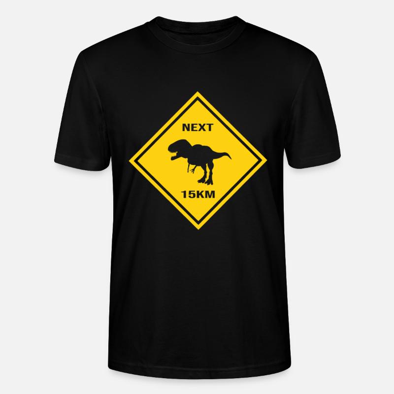 Attention : Carcharodontosaurus traverse la route - T-shirt bio CRAFTER Stanley Stella Unisexe - noir