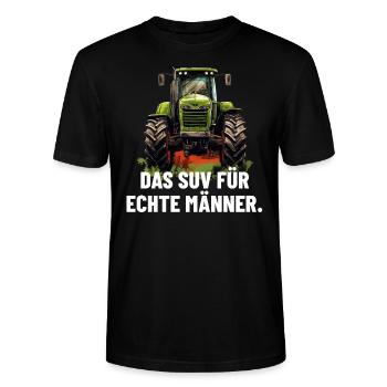 Landwirt Landmaschine SUV Traktoren - Stanley/Stella Unisex Bio-T-Shirt CRAFTER - Schwarz - Vorne - Alina (178cm) & Michal (187cm)