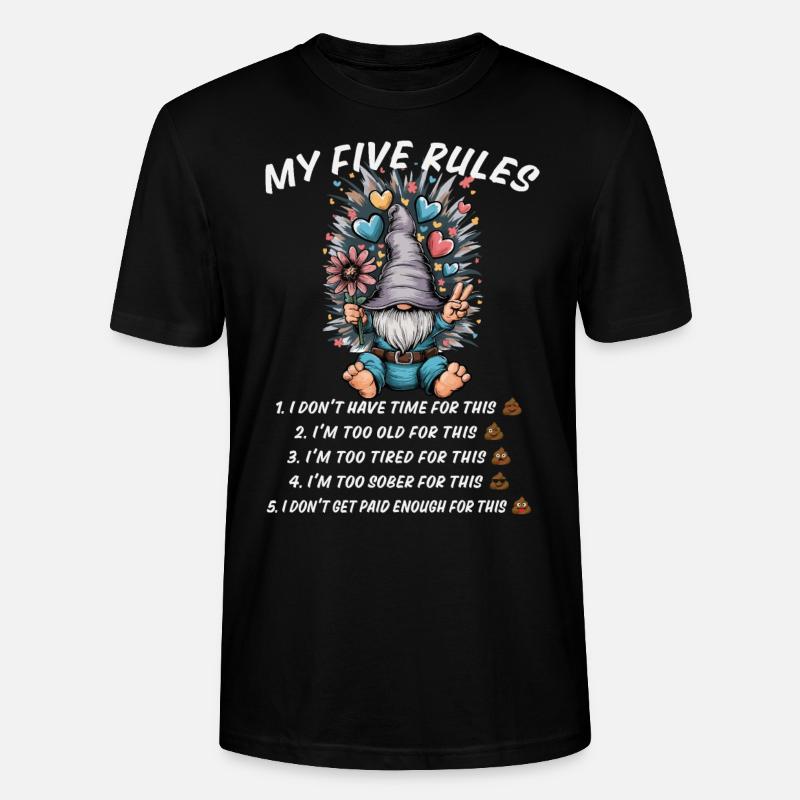 5 règles d’un gnome amusant - T-shirt bio CRAFTER Stanley Stella Unisexe - noir