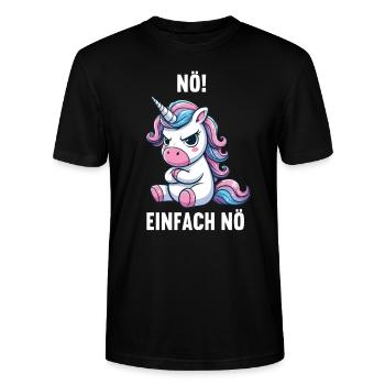 Nö Einfach Nö Einhorn Einhörner Einhornfan Unicorn - Stanley/Stella Unisex Bio-T-Shirt CRAFTER - Schwarz - Vorne - Alina (178cm) & Michal (187cm)
