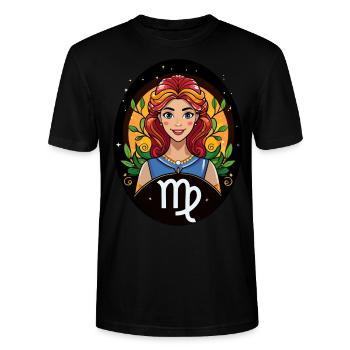 Signe du zodiaque Vierge - T-shirt bio CRAFTER Stanley Stella Unisexe - noir - Devant - Alina (178cm) & Michal (187cm)