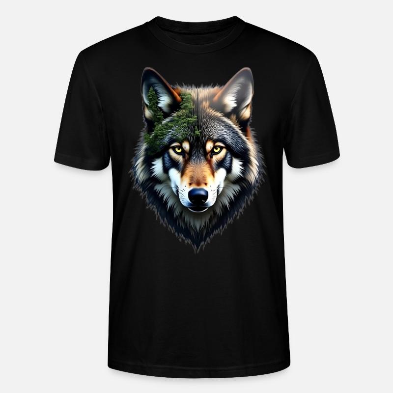 Wolf Kopf - Stanley/Stella Unisex Bio-T-Shirt CRAFTER - Schwarz