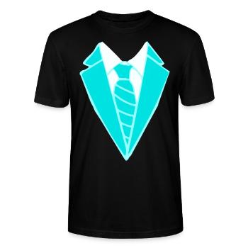 Suit Tie Art Turquoise - Stanley/Stella CRAFTER Unisex Organic T-Shirt - black - Front - Alina (178cm) & Michal (187cm)