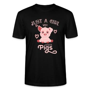Cochon cochon cochon petite fille jour de valentine - T-shirt bio CRAFTER Stanley Stella Unisexe - noir - Devant - Alina (178cm) & Michal (187cm)