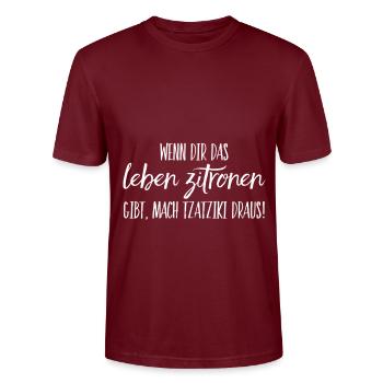 Funny Greek Saying Greece Gift - Stanley/Stella CRAFTER Unisex Organic T-Shirt - burgundy - Front - Alina (178cm) & Michal (187cm)
